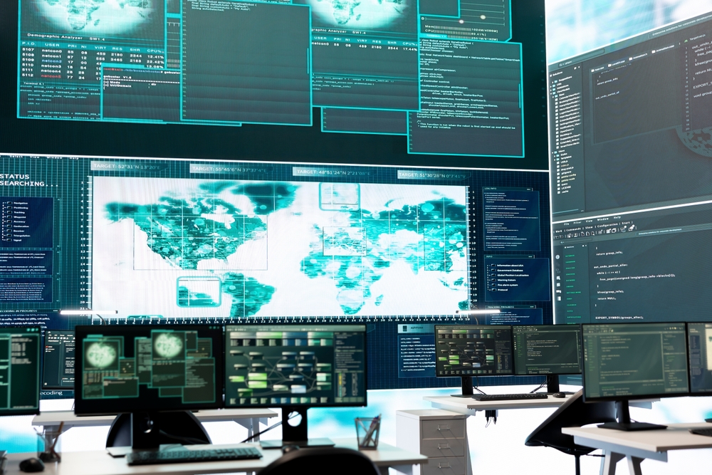 a cybersecurity monitoring room with their high end equipment
