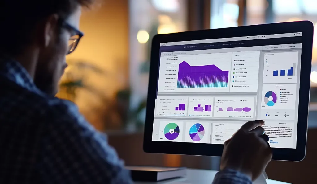 Virtual CIO reviewing technology dashboards to guide IT planning, budgeting decisions, and long-term business growth.