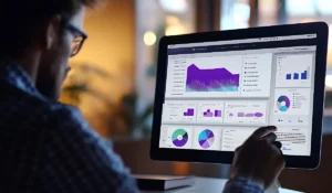 Virtual CIO reviewing technology dashboards to guide IT planning, budgeting decisions, and long-term business growth.